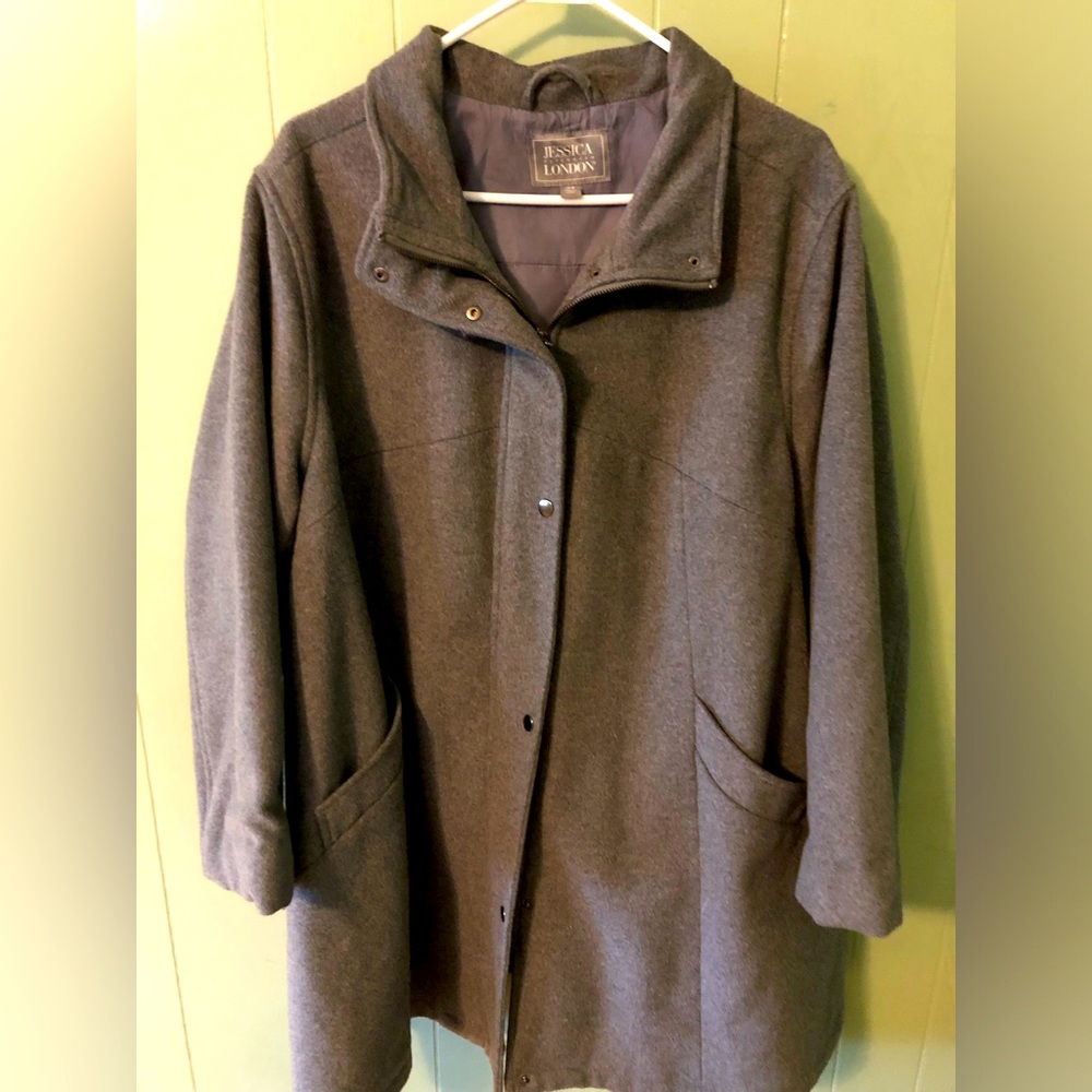 Jessica London gray wool swing coat 24W